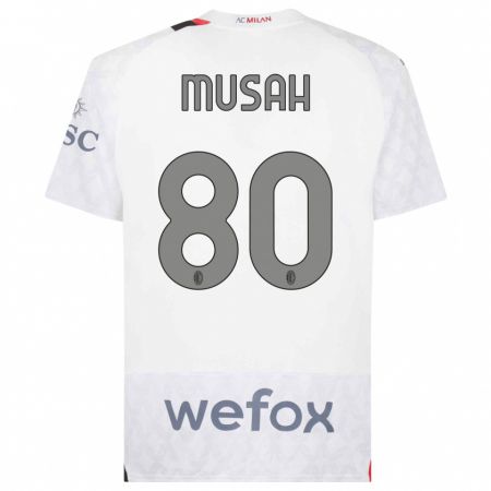 Kandiny Herren Yunus Musah #80 Weiß Auswärtstrikot Trikot 2023/24 T-Shirt