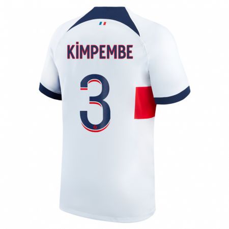 Kandiny Herren Presnel Kimpembe #3 Weiß Auswärtstrikot Trikot 2023/24 T-Shirt