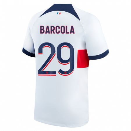 Kandiny Herren Bradley Barcola #29 Weiß Auswärtstrikot Trikot 2023/24 T-Shirt