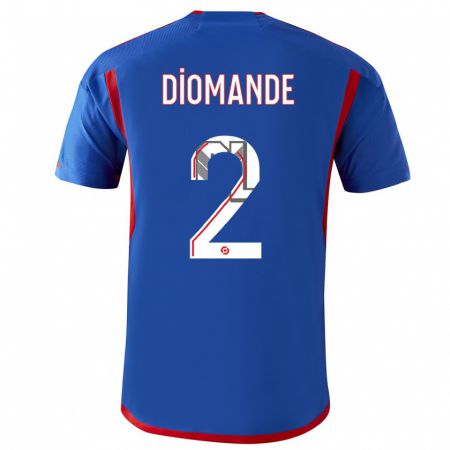Kandiny Herren Sinaly Diomandé #2 Blau Rot Auswärtstrikot Trikot 2023/24 T-Shirt