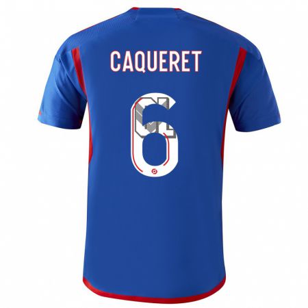 Kandiny Herren Maxence Caqueret #6 Blau Rot Auswärtstrikot Trikot 2023/24 T-Shirt