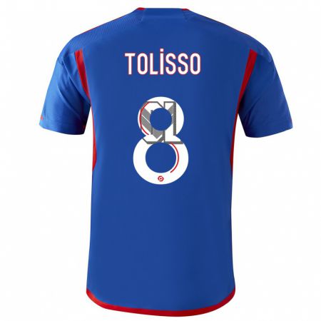 Kandiny Herren Corentin Tolisso #8 Blau Rot Auswärtstrikot Trikot 2023/24 T-Shirt