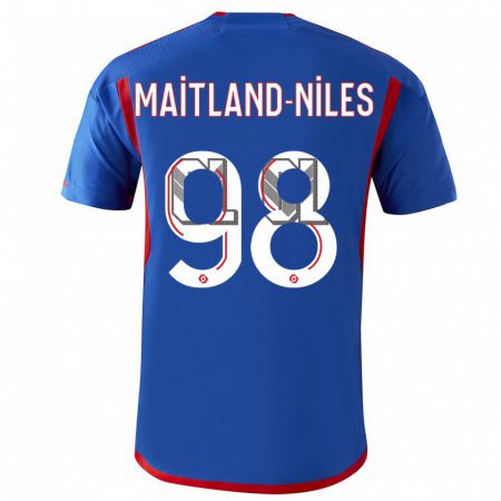 Kandiny Herren Ainsley Maitland-Niles #98 Blau Rot Auswärtstrikot Trikot 2023/24 T-Shirt