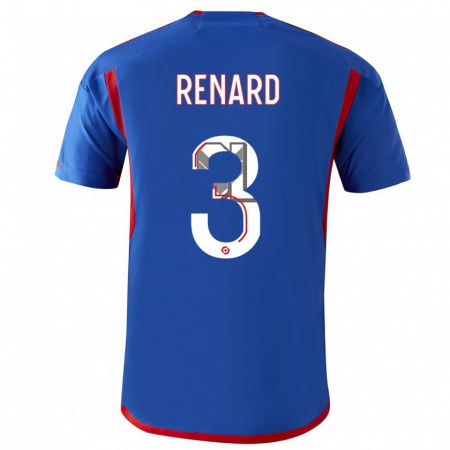Kandiny Herren Wendie Renard #3 Blau Rot Auswärtstrikot Trikot 2023/24 T-Shirt