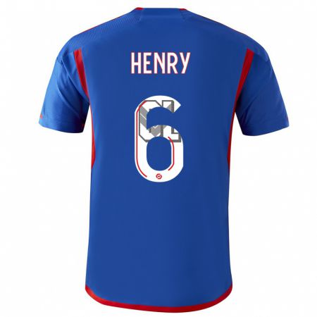 Kandiny Herren Amandine Henry #6 Blau Rot Auswärtstrikot Trikot 2023/24 T-Shirt