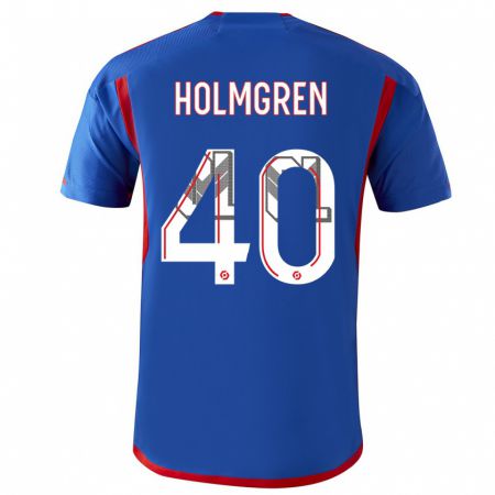 Kandiny Herren Emma Holmgren #40 Blau Rot Auswärtstrikot Trikot 2023/24 T-Shirt