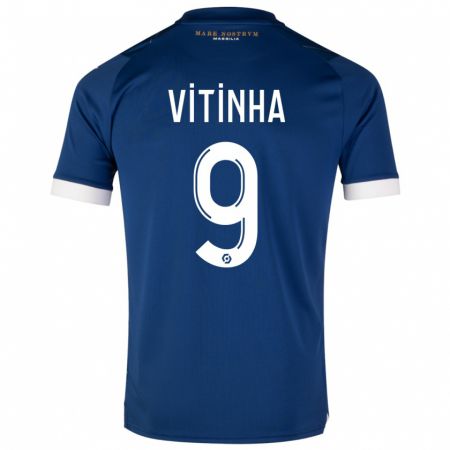 Kandiny Herren Vitinha #9 Dunkelblau Auswärtstrikot Trikot 2023/24 T-Shirt
