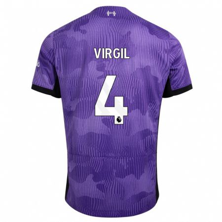 Kandiny Herren Virgil Van Dijk #4 Lila Ausweichtrikot Trikot 2023/24 T-Shirt