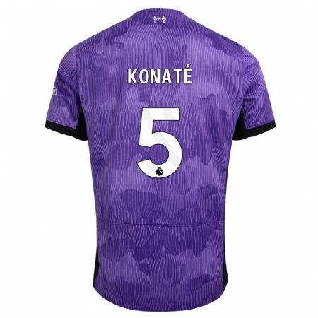 Kandiny Herren Ibrahima Konaté #5 Lila Ausweichtrikot Trikot 2023/24 T-Shirt