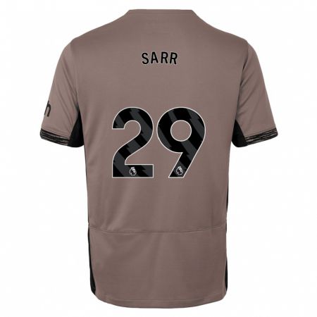 Kandiny Herren Pape Matar Sarr #29 Dunkelbeige Ausweichtrikot Trikot 2023/24 T-Shirt