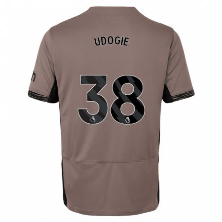 Kandiny Herren Destiny Udogie #38 Dunkelbeige Ausweichtrikot Trikot 2023/24 T-Shirt