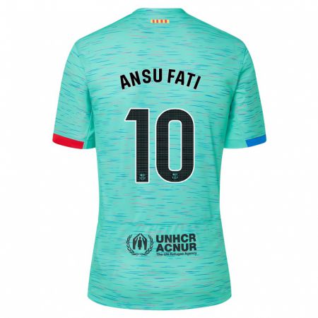 Kandiny Herren Ansu Fati #10 Helles Aqua Ausweichtrikot Trikot 2023/24 T-Shirt