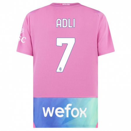 Kandiny Herren Yacine Adli #7 Pink Lila Ausweichtrikot Trikot 2023/24 T-Shirt