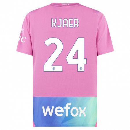 Kandiny Herren Simon Kjaer #24 Pink Lila Ausweichtrikot Trikot 2023/24 T-Shirt