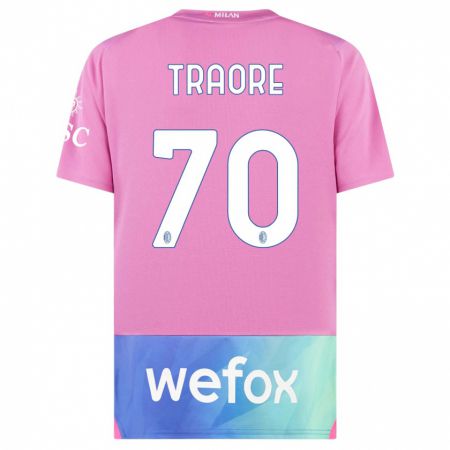 Kandiny Herren Chaka Traorè #70 Pink Lila Ausweichtrikot Trikot 2023/24 T-Shirt