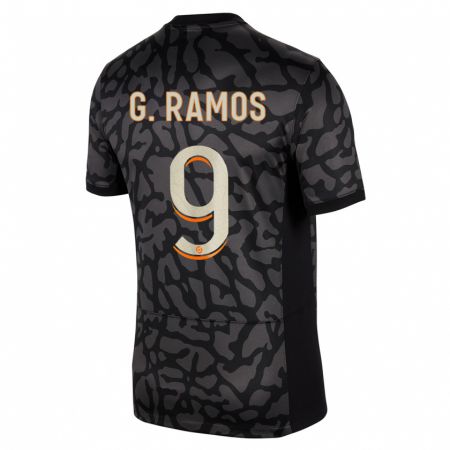 Kandiny Herren Gonçalo Ramos #9 Schwarz Ausweichtrikot Trikot 2023/24 T-Shirt