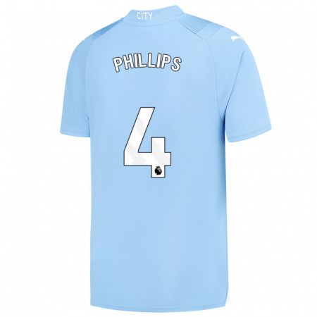 Kandiny Damen Kalvin Phillips #4 Hellblau Heimtrikot Trikot 2023/24 T-Shirt