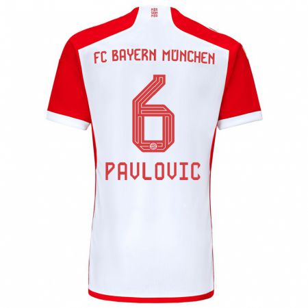 Kandiny Damen Aleksandar Pavlovic #6 Rot-Weiss Heimtrikot Trikot 2023/24 T-Shirt