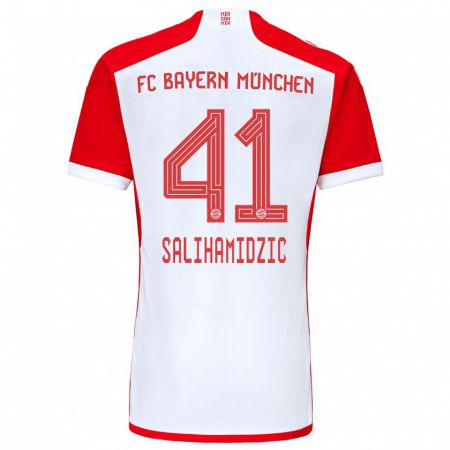 Kandiny Damen Nick Salihamidzic #41 Rot-Weiss Heimtrikot Trikot 2023/24 T-Shirt