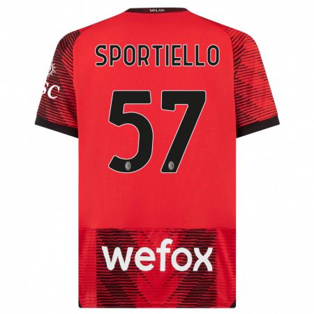 Kandiny Damen Marco Sportiello #57 Rot Schwarz Heimtrikot Trikot 2023/24 T-Shirt