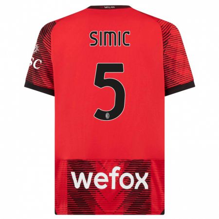 Kandiny Damen Jan-Carlo Simic #5 Rot Schwarz Heimtrikot Trikot 2023/24 T-Shirt
