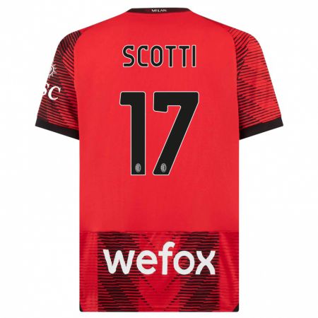 Kandiny Damen Filippo Scotti #17 Rot Schwarz Heimtrikot Trikot 2023/24 T-Shirt