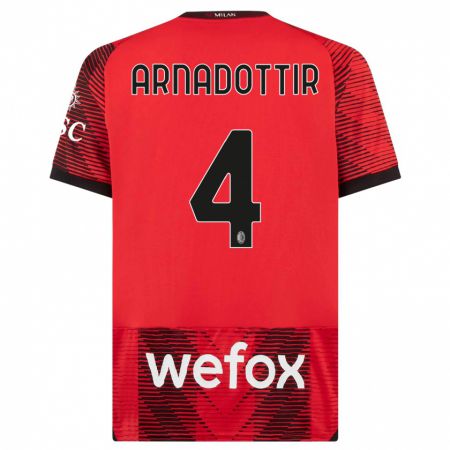 Kandiny Damen Guony Arnadottir #4 Rot Schwarz Heimtrikot Trikot 2023/24 T-Shirt