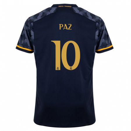Kandiny Damen Nico Paz #10 Dunkelblau Auswärtstrikot Trikot 2023/24 T-Shirt