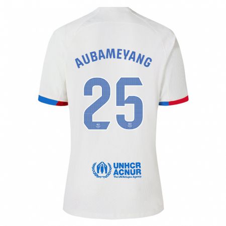 Kandiny Damen Pierre Emerick Aubameyang #25 Weiß Auswärtstrikot Trikot 2023/24 T-Shirt