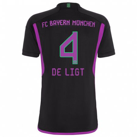 Kandiny Damen Matthijs De Ligt #4 Schwarz Auswärtstrikot Trikot 2023/24 T-Shirt
