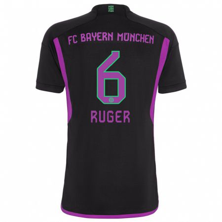Kandiny Damen Kurt Ruger #6 Schwarz Auswärtstrikot Trikot 2023/24 T-Shirt