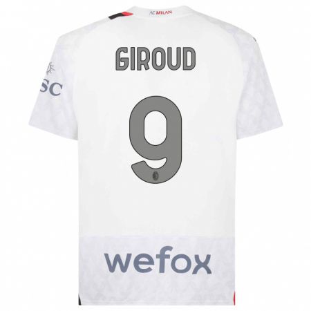 Kandiny Damen Olivier Giroud #9 Weiß Auswärtstrikot Trikot 2023/24 T-Shirt