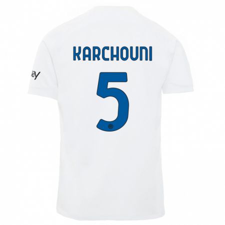 Kandiny Damen Ghoutia Karchouni #5 Weiß Auswärtstrikot Trikot 2023/24 T-Shirt