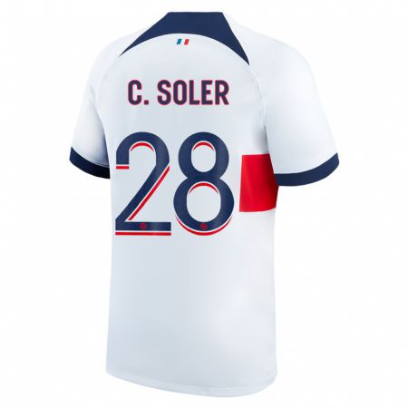 Kandiny Damen Carlos Soler #28 Weiß Auswärtstrikot Trikot 2023/24 T-Shirt