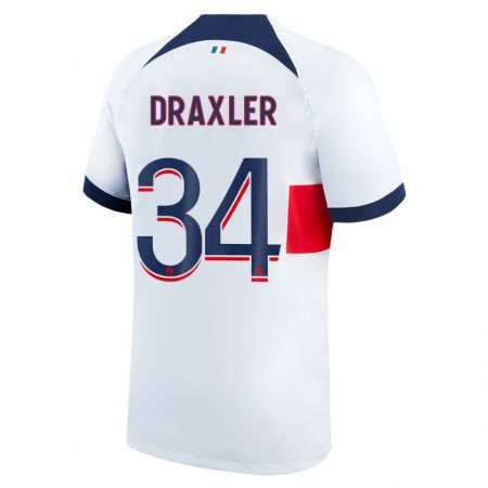 Kandiny Damen Julian Draxler #34 Weiß Auswärtstrikot Trikot 2023/24 T-Shirt