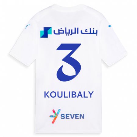 Kandiny Damen Kalidou Koulibaly #3 Weiß Auswärtstrikot Trikot 2023/24 T-Shirt