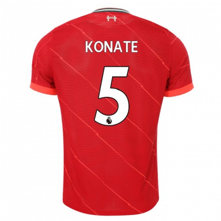 Kinder Fußball Ibrahima Konate #5 Rot Heimtrikot Trikot 2021/22 T-shirt