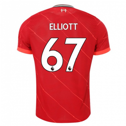 Kinder Fußball Harvey Elliott #67 Rot Heimtrikot Trikot 2021/22 T-Shirt