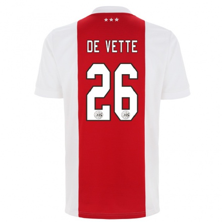 Kinder Fußball Manique de Vette #26 Rot-Weiss Heimtrikot Trikot 2021/22 T-Shirt