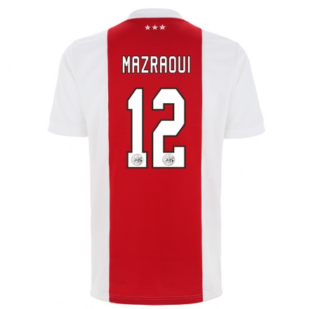 Kinder Fußball Noussair Mazraoui #12 Rot-Weiss Heimtrikot Trikot 2021/22 T-Shirt