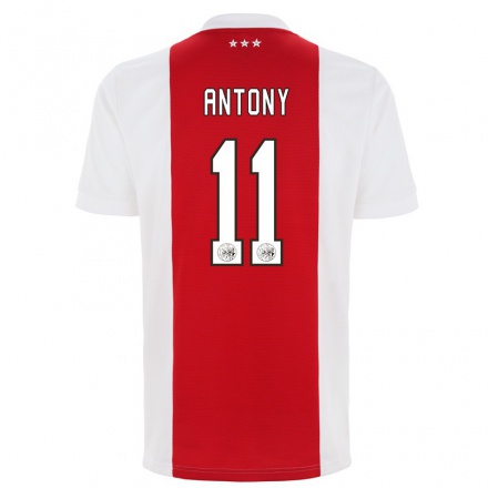 Kinder Fußball Antony #11 Rot-Weiss Heimtrikot Trikot 2021/22 T-Shirt