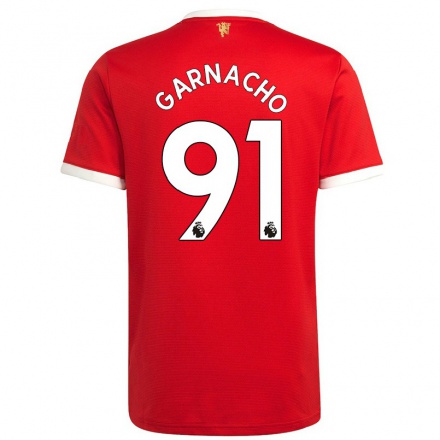 Kinder Fußball Alejandro Garnacho #91 Rot Heimtrikot Trikot 2021/22 T-shirt