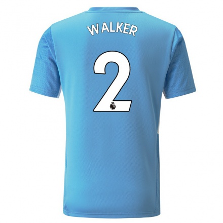 Kinder Fußball Kyle Walker #2 Blau Heimtrikot Trikot 2021/22 T-shirt
