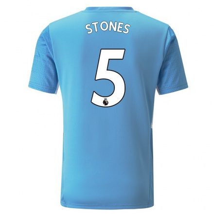 Kinder Fußball John Stones #5 Blau Heimtrikot Trikot 2021/22 T-shirt