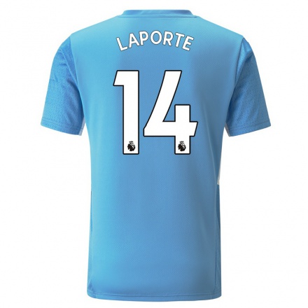 Kinder Fußball Aymeric Laporte #14 Blau Heimtrikot Trikot 2021/22 T-Shirt
