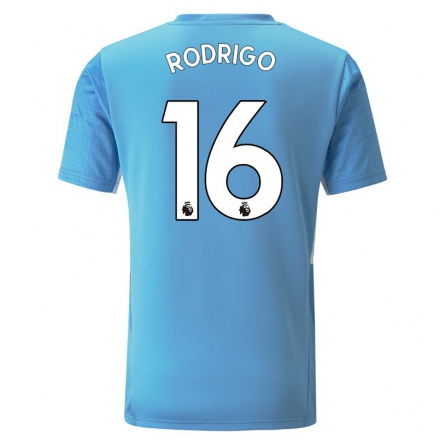 Kinder Fußball Rodri #16 Blau Heimtrikot Trikot 2021/22 T-shirt
