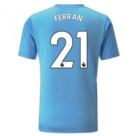 Kinder Fußball Ferran Torres #21 Blau Heimtrikot Trikot 2021/22 T-Shirt