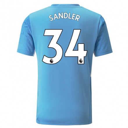 Kinder Fußball Philippe Sandler #34 Blau Heimtrikot Trikot 2021/22 T-shirt