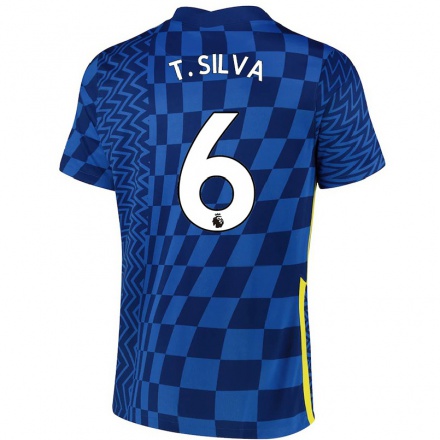 Kinder Fußball Thiago Silva #6 Dunkelblau Heimtrikot Trikot 2021/22 T-Shirt