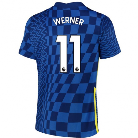 Kinder Fußball Timo Werner #11 Dunkelblau Heimtrikot Trikot 2021/22 T-Shirt